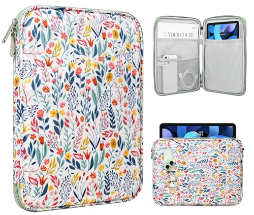 TiMOVO 9-11 Étui pour Tablette, Compatible avec iPad 11 A16 2025, iPad 10,9/10,2/Air 11 5e/4e Gén.10,9, Galaxy Tab A9+/A11 Plus 11, Sac de Protection avec Poche, Fleur