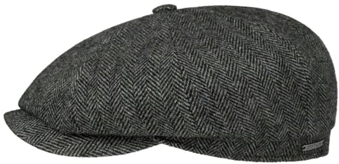 Sombrero Stetson Hatteras Classic de lana con forro de algodón para hombre, gorra plana con diseño de pescado, gorra de globo para otoño e invierno, gris-negro, 60
