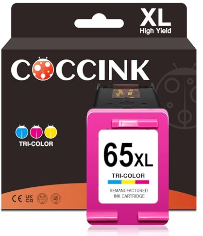COCCINK 65XL for HP 65 Color Ink Cartridge HP Envy 5000 5055 5052 5058 5070 Deskjet 2600 2620 2622 2624 2632 2652 2655 3720 3722 3772 3755 3758 Printer Remanufactured for HP Ink 65 XL (1 Color)