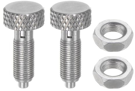 QUARKZMAN 2Pcs Goupille à Ressort Poignée Cannelée, Taille Filetage M5, Goupille Verrouillage Rétractable en Acier Inoxydable, Index Plunger Non Verrouillable Équipement Industriel