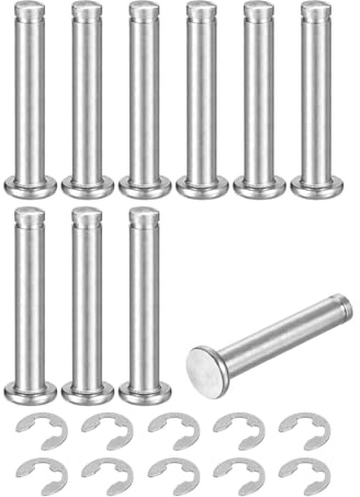 QUARKZMAN 10Set M6x35mm Perno Posizionamento Cilindrico Elastico Albero Acciaio Inossidabile 304, Perno Posizione Cilindro Cerniera Scanalato Testa Piatta con Ring Fissaggio Clip E, Argento