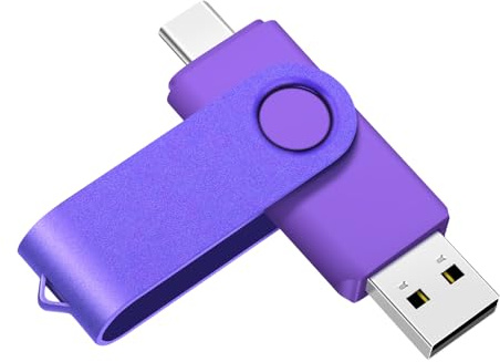 Yaxiny Unidad flash USB C de 8 GB, 1 unidad, unidad USB C Pen Drive, USB 2.0 y USB C, memoria tipo C para smartphone USB A+USB C Android, color morado metálico