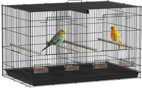 PawHut Bird Cage with Divider, 76 x 46 x 46cm Black
