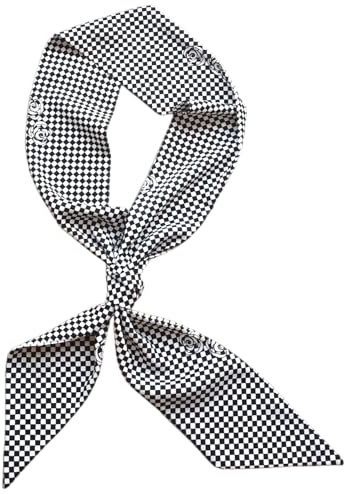 GIMIRO Élégant Foulard écharpe Ceinture 140 x 9 cm Foulard Motif Damier, Noir et Blanc, Multifonction Bandeau Ceinture Cravate, Style Vintage Élégant (Black White Mini Plaid Rose)