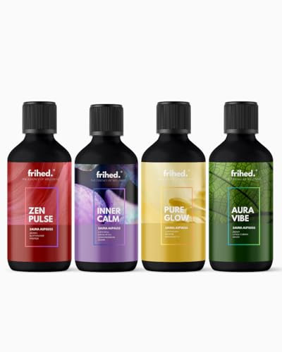 frihed. Premium Sauna Infusion with Meditation App | Infusion for All Sauna Types | Long-Lasting Sauna Fragrance | Extra High-Quality Oil | Gift Idea (Set of 4, Set of 4)