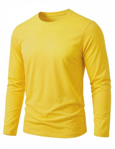 TACVASEN T Shirt Manche Longue Homme Coton Col Rond Basique pour Quotidien