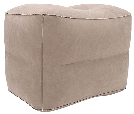 Domary Inflable Cómodo reposapié de Almohada de Almohada Reducción de Fatiga Avión de la Oficina en el Tren Casero (Gris con vellón Interior Negro)