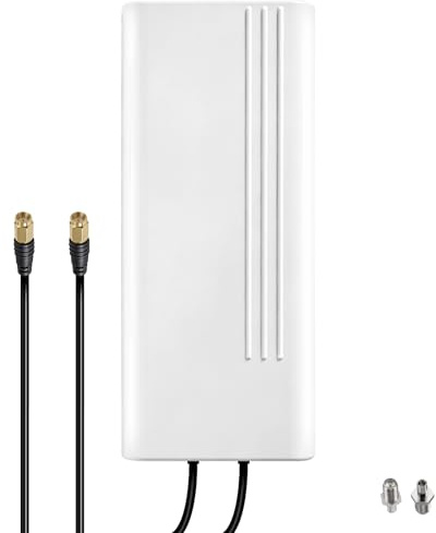 Greatzer Antena Exterior 5G 22dBi, 600-6000MHz Direccional Antena 4G LTE Exterior Antena Doble polarización WiFi Antenne MIMO SMA / 2 x TS9, para Router 4G 5G,2 x Cable 10m de Bajas Pérdidas