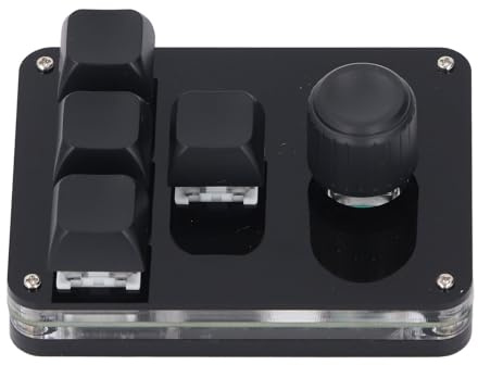 MAJONMMERD Minimekaniskt Tangentbord, 4 Tangenter 1 Ratt Programmerbar Knappsats med Ratt, USB C Trådbunden RGB LED Blå Switch, för Gaming Office Media Genväg