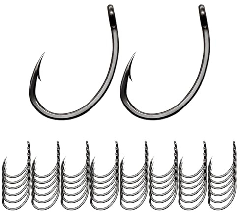 Qianly 50 Piezas Anzuelos para Pesca con Mosca Set de Anzuelos Curvos Acero Carbono para Atado de Moscas Trucha Artículos Portátiles de Pesca Adecuado para, 14.4 mm x 24.1 mm