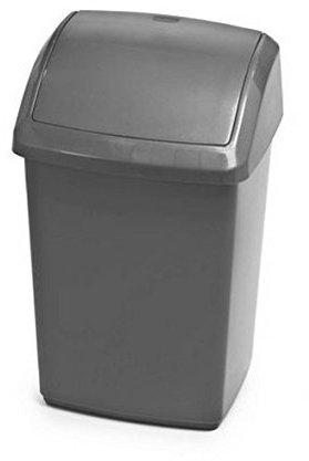 PLASTIC KITCHEN BIN WHITEFURZE SWING BIN 10L,30L,50L REFUSE TRASH RUBBISH DUSTBIN (10L, Grey/Silver)