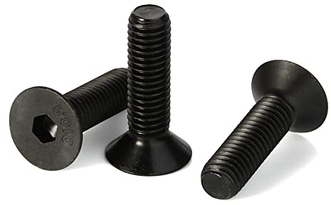 Bykonh M4-0.7 x 12mm Flat Head Socket Cap Screws Countersunk Bolts, Alloy Steel Class 10.9 Black Oxide, DIN 7991, Fully Threaded, 100 PCS