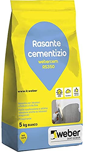 webercem RS350 Rasante a finitura liscia per interni ed esterni, bianco, 5kg