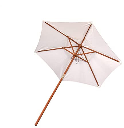Oypla 2.1m Wooden White Garden Parasol Outdoor Patio Umbrella Canopy