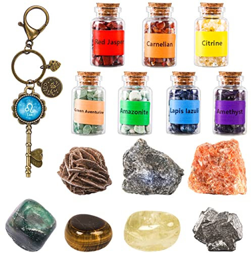 QianCannaor Ensemble de Pierres de Chakra, Zodiaque Naturelle Cristaux et Bracelet Pierres Précieuses, l'astrologie Cadeaux pour Femmes/Hommes