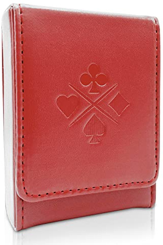 Luck Lab Single Deck Leather Playing Card Case/Holder - Fits Poker and Bridge size cards (Wine Red)
