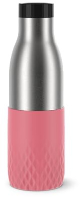 TEFAL Bludrop N3110810 Botella de 0,5 L, funda rosa, térmica, acero inoxidable, funda de silicona, a prueba de fugas, sostenible, N3110810