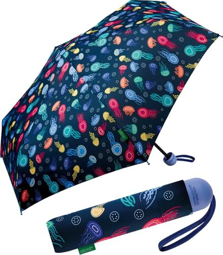 Benetton Super Mini - Paraguas de bolsillo para niños con abridor de mano, diseño de jellyfish