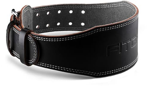 Fitgriff® Klassischer Gewichthebergürtel - 100% Leder - für Damen und Herren - Gürtel für Bodybuilding, Krafttraining, Gewichtheben - Classic Leather Weightlifting Belt (Black (4 inch), L)