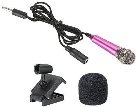 PATIKIL Mini Microphone Portable Vocal Microphone Rose Rouge pour Voice Enregistrement et Chanter avec Mic Support et Couverture Paquet de 1