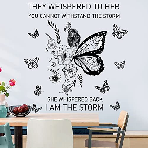 Inspirational Wall Art Positive Quotes Wall Decor Motivational Wall Decals Saying Quotes Wall Stickers Peel and Sticker Wall Decoration Flower Vine Butterfly Wall Sticker for Bedroom Living Room Home Office.