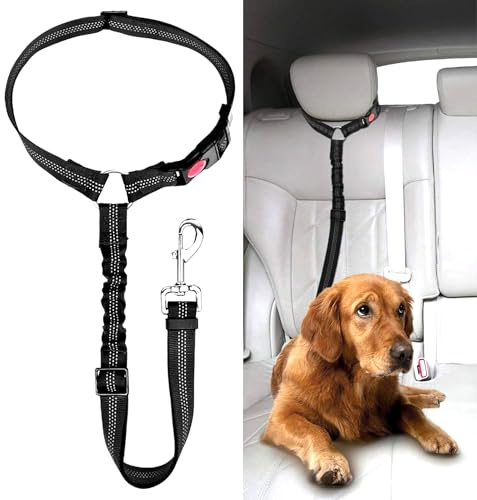 Ceinture Chien Voiture, Universel Harnais Voiture Réglable pour Chien & Chat avec Absorption des Chocs,Harnais Voiture pour Chiens,Ceinture de Sécurité pour Chien