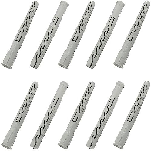 AERZETIX - C67083 - Juego de 10 tacos universales Ø10x100mm con brida biselada/fresada - en poliamida - mampostería fijación hormigón ladrillo bloque cemento trabajo edificio tornillo construcción