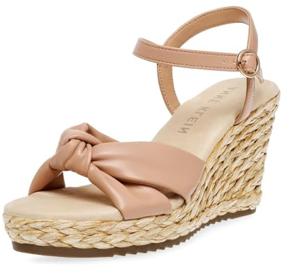 Anne Klein Women's Wintour Espadrille Wedge Sandal, Nude, 6 UK