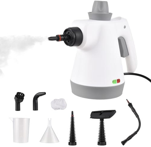 HUIOP pulitore a vapore,Pulitore a vapore portatile multiuso 3 bar 1000 W Pulitore a vapore pressurizzato ad alta temperatura portatile con blocco di sicurezza e kit di 9 accessori per rimuovere sporc