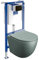 ViConnect H112 Vorwandelement Unterputz WC mit Bedienplatte + Wand Hänge Tiefspül WC Sinto Grau Spülrandlos | Komplettset | Unterputz Spülkasten | Toilette Komplett Sett |