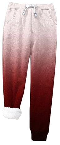 Weihnachtliche Fleece-gefütterte Leggings, weiche Hose, Thermofutter, Sweatpants für Damen, Winter, Thermohose, dick, athletische Hose, Kordelzug, elastische Taille, Jogginghose für Damen, hohe
