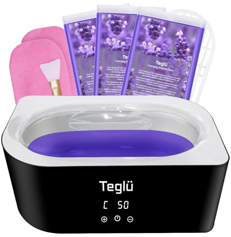 Teglu Paraffin Wax Machine for Hand and Feet 4L with 3x 450g Paraffin Wax Refill for Hand and Foot Spa, Black