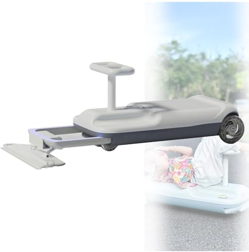 Kart De Limpieza Para NiñOs, Carrito Limpiador De Pisos Con Mopa Para Montar, Kart PortáTil, Kart De Limpieza RetráCtil Con 5 Velocidades Variables Y Barra De DireccióN Con Cojinetes,Grey