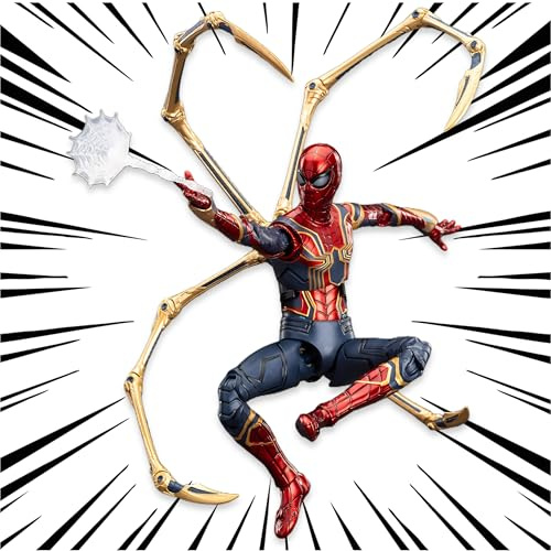 LonullyMege Iron Spider Action Figures 7inch 1/10 Scale All Joints Movable Superhero 2.0 Series Exquisite Collection Toy