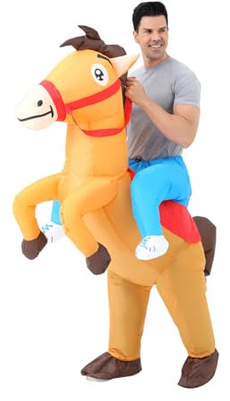 Inflatable Horse Costume Adult/Children, Horse Costume Unisex, Ride On Horse Costume, Fancy Funny Pferde kostüm for Halloween Maskerade Karneval Fasching (Adult 150-190 cm/Kid 120-150cm) (L:150-190CM)