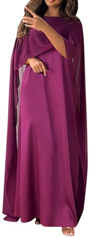 Robe Musulmane Femme Ete,Tenue De Priere Femme Musulmane 1 Piece À Manches Longues Vêtements Ethnique Islamique Modeste Style Moyen-Oriental Caftan Couleur Unie Col Rond Dress
