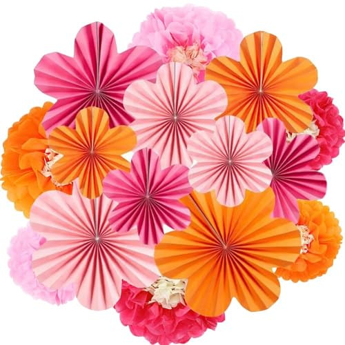 XFSRG Flores de Papel Colgantes 15 Unidades, Coloridas Flores de Fiesta para Decoración de Hogar, Eventos, Baby Shower, Comuniones y Celebraciones