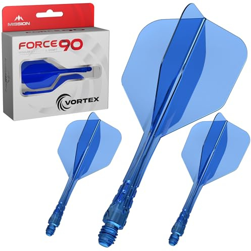 Mission Darts | Force 90 Vortex | Sistema integrado de vuelo y eje de dardos moldeado de precisión | Múltiples estilos | Varios colores.