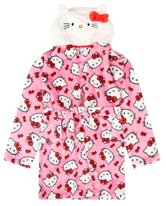 Hello Kitty Accappatoio in pile rosa con cappuccio per bambine, rosa, 8-9 Years