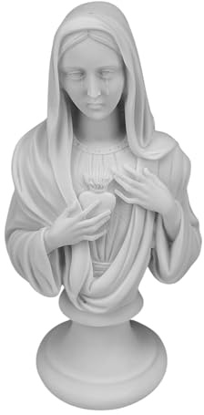 Busto Cuore Immacolato della Vergine Maria - Statua in marmo fuso 22 cm - Scultura religiosa fatta a mano