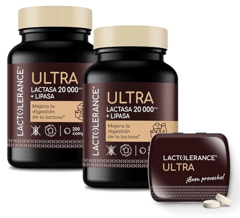 LACTOLERANCE ULTRA – Complément Alimentaire Double Action avec Lactase 20 000 FCC et Lipase 500 UI – Digestion Optimale du Lactose et des Graisses – Pack de 436 Comprimés – Fabriqué en France