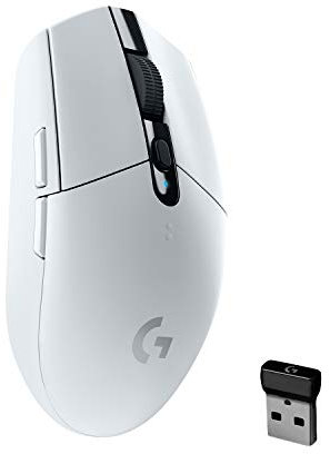 Logitech G305 LIGHTSPEED Wireless Gaming Mouse, HERO 12K Sensor, 12,000 DPI, Lightweight, 6 Programmable Buttons, 250h Battery Life, On-Board Memory, PC/Mac - White