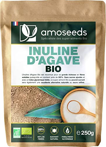 Inuline d'Agave Bio 250G | Prébiotique, 90% Fibres, Glycémie | Qualité Supérieure