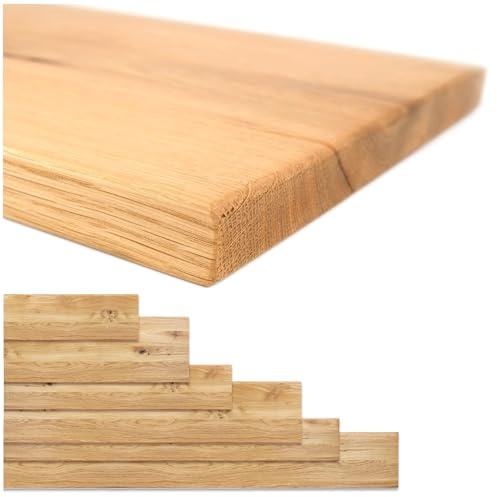 1x Regalbrett EICHE Regalboden Wandregal, Küchenablage, Fensterbank, Schweberegal Massivholz viele Maße Einlegeboden Rustikal Wandboard schwebend Halterung Bücher Dekoration (20cm Tiefe, 200cm Breite)