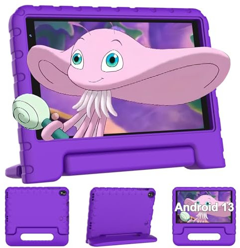 FACETEL - Tablet para niños de 8 Pulgadas, Android 13, Tableta con GMS Certificado, 7 GB RAM + 64 GB ROM(TF/512 GB) WiFi Control Parental Tableta educativa con Funda Kid-Proof – Violeta