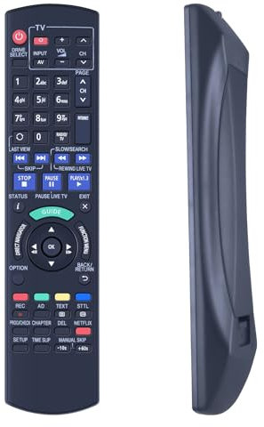GOUYESHO N2QAYB000780 Télécommande de Rechange Compatible avec Panasonic Bluray DVD Disc HDD Enregistreur IR6 Compatible avec DMR-HW120EBK DMR-HWT130EB DMR-HWT230EB DMR-PWT500EC DMR-PWT530EB
