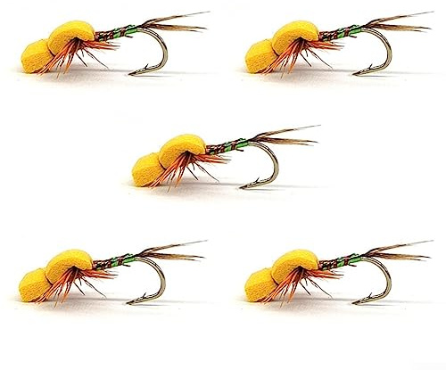 Kit de leurres de pêche à la Mouche, 5X appâts de pêche à la Mouche Flottant Mouche sèche éphémère leurre pour Truite Saumon Bar Poisson-chatjaune