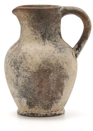 SIDUCAL Ceramic Rustic Farmhouse Vase with Handle, Terracotta Vase, Minimalist Decorative Vases for Home Decor, Table, Living Room, Shelf, Christmas Decoration(Gray)