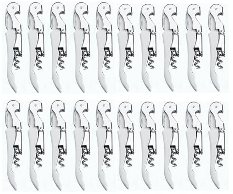 ApribotTiglie di Vino, Cavatappi Professionale Set Apribottiglie di Vino, Cerniere in Acciaio Inossidabile Chiave di Vino per Camerieri del Ristorante, Sommelier, Baristi (white 20 pieces)
