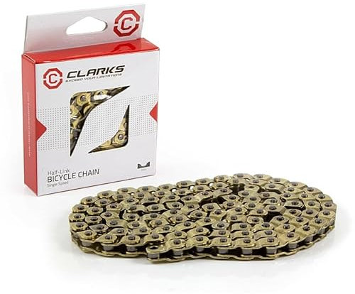 Clarks Cycle Systems CL918HL Cadena de una sola velocidad de medio eslabón, oro, 102 eslabones